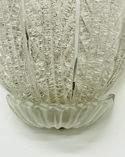  Barovier Toso Pair of Murano Glass Wall Sconces by Barovier Toso Fleur de Lis Mid Century