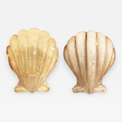  Barovier Toso Pair of Murano Shell Door Handles by Barovier and Toso