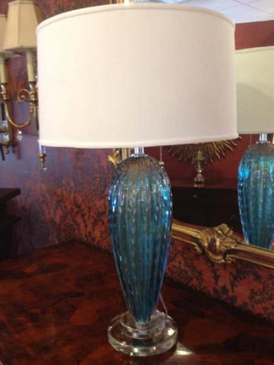  Barovier Toso Pair of Murano Table Lamps in the Manner of Barovier e Toso