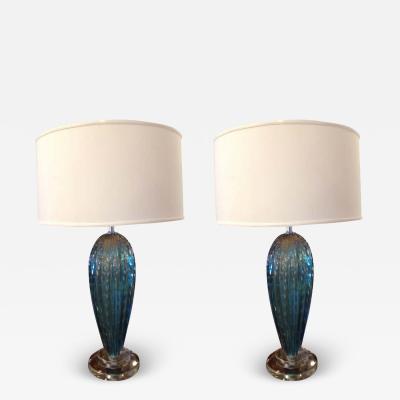 Barovier Toso Pair of Murano Table Lamps in the Manner of Barovier e Toso