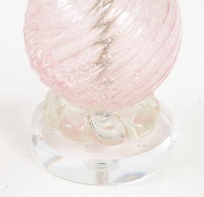  Barovier Toso Pair of Pink Barovier Murano Glass Lamps 
