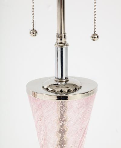  Barovier Toso Pair of Pink Barovier Murano Glass Lamps 