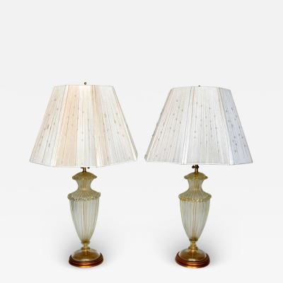  Barovier Toso Pair of Table Lamps with Beaded String Shades