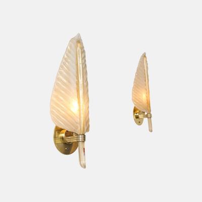  Barovier Toso Rare Large Pair of Leaf Glass Sconces with Gold Leaf Inclusions by Barovier
