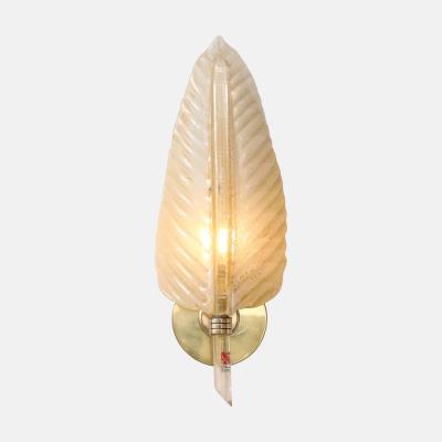  Barovier Toso Rare Large Pair of Leaf Glass Sconces with Gold Leaf Inclusions by Barovier