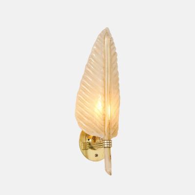  Barovier Toso Rare Large Pair of Leaf Glass Sconces with Gold Leaf Inclusions by Barovier
