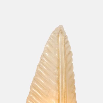  Barovier Toso Rare Large Pair of Leaf Glass Sconces with Gold Leaf Inclusions by Barovier