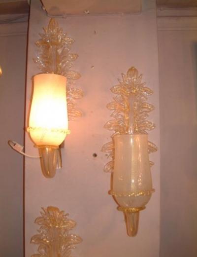  Barovier Toso SET OF 4 BAROVIER E TOSO WALL SCONCES