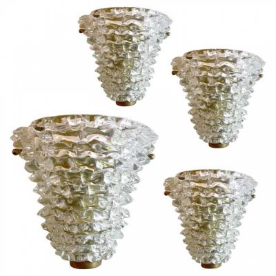  Barovier Toso Set of 4 Italian Handblown Glass Wall Lights Sconces Barovier Toso 1940s