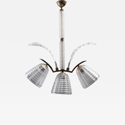  Barovier Toso Set of 6 Pendants in Glass and Brass Italy 1940 s