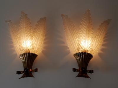  Barovier Toso Set of Two Rare Mid Century Modern Murano Glass Sconces by Barovier Toso Italy