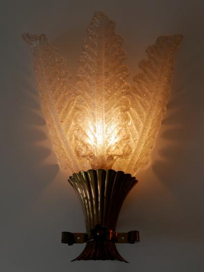  Barovier Toso Set of Two Rare Mid Century Modern Murano Glass Sconces by Barovier Toso Italy