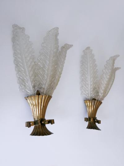  Barovier Toso Set of Two Rare Mid Century Modern Murano Glass Sconces by Barovier Toso Italy
