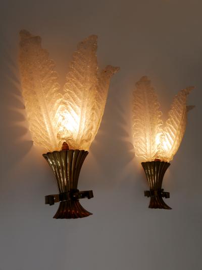  Barovier Toso Set of Two Rare Mid Century Modern Murano Glass Sconces by Barovier Toso Italy