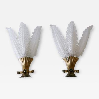  Barovier Toso Set of Two Rare Mid Century Modern Murano Glass Sconces by Barovier Toso Italy