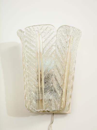  Barovier Toso Single Regato Glass Sconce by Barovier Toso 1938 Italy