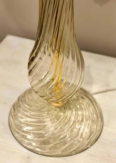  Barovier Toso Two Pairs Mid Century Modern Style Murano Venetian Clear Gold Glass Table Lamps