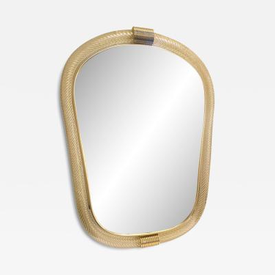  Barovier Toso Venetian Torciglione Torchon Murano Glass Wall Mirror in Barovier Style