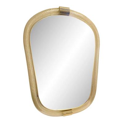  Barovier Toso Venetian Torciglione Torchon Murano Glass Wall Mirror in Barovier Style