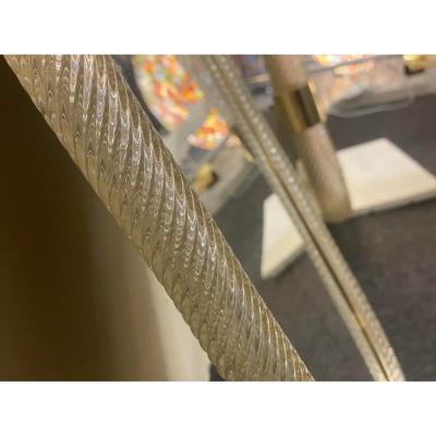  Barovier Toso Venetian Torciglione Torchon Murano Glass Wall Mirror in Barovier Style