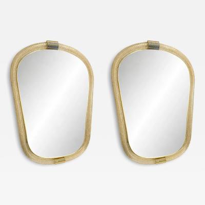  Barovier Toso Venetian Torciglione Torchon Murano Glass Wall Mirror in Barovier Style