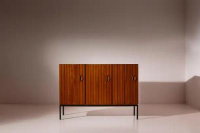  Barraja Palermo A teak and metal credenza made by Barraja Palermo Italy 1950s