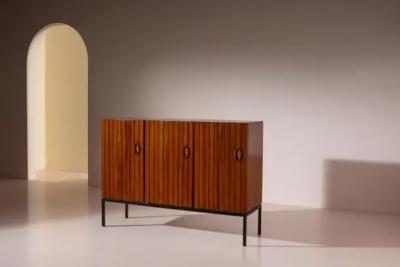  Barraja Palermo A teak and metal credenza made by Barraja Palermo Italy 1950s
