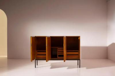  Barraja Palermo A teak and metal credenza made by Barraja Palermo Italy 1950s
