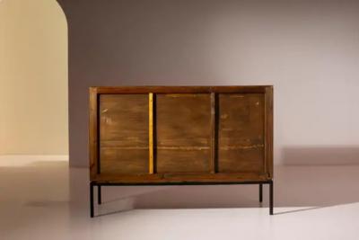  Barraja Palermo A teak and metal credenza made by Barraja Palermo Italy 1950s