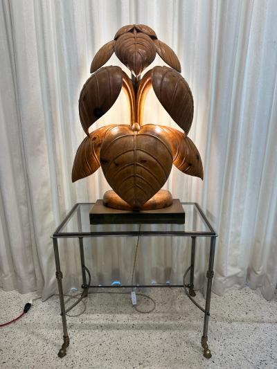  Bartolozzi Maioli Extraordinary Rhubarb Leaf Sculpture Lamp by Bartolozzi Maioli
