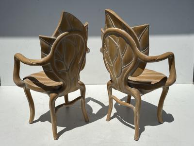  Bartolozzi Maioli Pair of Rhubarb Leaf Armchairs