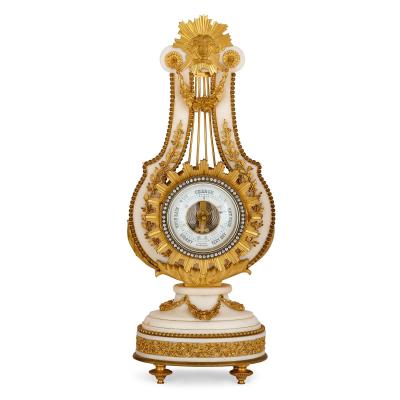  Barwise Sons Antique marble and gilt bronze clock and barometer set