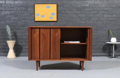  Barzilay Furniture Manufacturing California Modernist Tambour Door Walnut Credenza by Barzilay