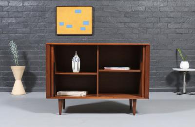 Barzilay Furniture Manufacturing California Modernist Tambour Door Walnut Credenza by Barzilay