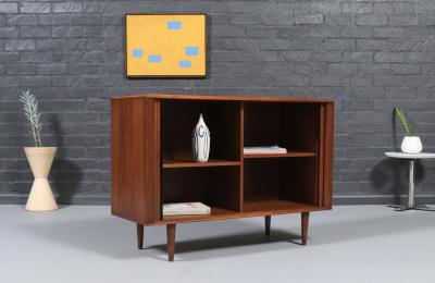  Barzilay Furniture Manufacturing California Modernist Tambour Door Walnut Credenza by Barzilay