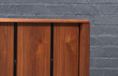  Barzilay Furniture Manufacturing California Modernist Tambour Door Walnut Credenza by Barzilay