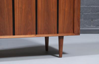  Barzilay Furniture Manufacturing California Modernist Tambour Door Walnut Credenza by Barzilay