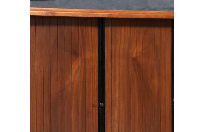  Barzilay Furniture Manufacturing California Modernist Tambour Door Walnut Credenza by Barzilay