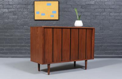  Barzilay Furniture Manufacturing California Modernist Walnut Tambour Door Credenza by Barzilay