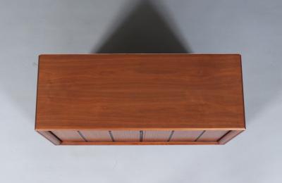 Barzilay Furniture Manufacturing California Modernist Walnut Tambour Door Credenza by Barzilay