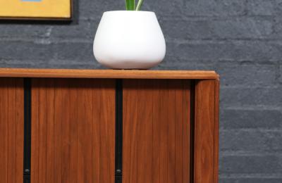  Barzilay Furniture Manufacturing California Modernist Walnut Tambour Door Credenza by Barzilay
