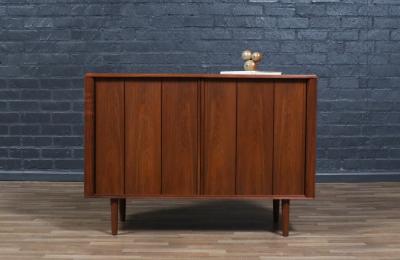  Barzilay Furniture Manufacturing Californian Modern Tambour Door Walnut Credenza by Barzilay