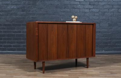  Barzilay Furniture Manufacturing Californian Modern Tambour Door Walnut Credenza by Barzilay