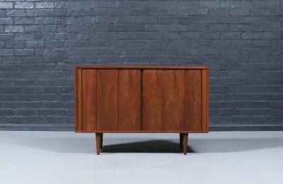  Barzilay Furniture Manufacturing Californian Modernist Tambour Door Walnut Credenza by Barzilay
