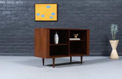  Barzilay Furniture Manufacturing Californian Modernist Tambour Door Walnut Credenza by Barzilay