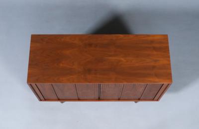  Barzilay Furniture Manufacturing Californian Modernist Tambour Door Walnut Credenza by Barzilay
