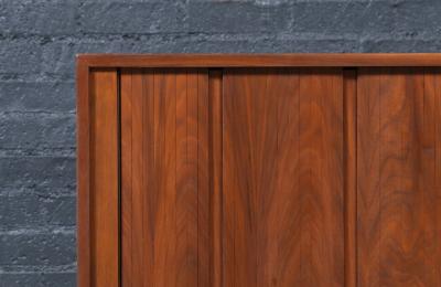  Barzilay Furniture Manufacturing Californian Modernist Tambour Door Walnut Credenza by Barzilay