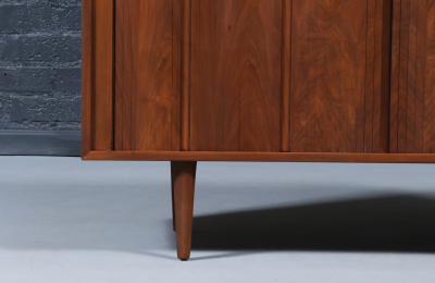  Barzilay Furniture Manufacturing Californian Modernist Tambour Door Walnut Credenza by Barzilay