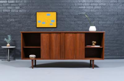  Barzilay Furniture Manufacturing Mid Century Californian Modern Tambour Door Credenza by Barzilay