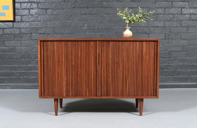  Barzilay Furniture Manufacturing Vintage Barzilay California Modern Tambour Door Walnut Credenza by Barzilay